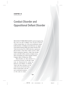 Conduct Disorder and Oppositional Defiant Disorder