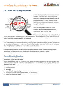 Info Sheet. Do I have an anxiety disorder?