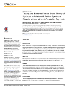 Testing the `Extreme Female Brain` Theory of Psychosis in Adults