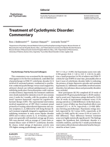 Treatment of Cyclothymic Disorder: Commentary Editorial Ross J. Baldessarini
