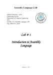 Lab # 1 Introduction to Assembly Language