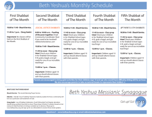Beth Yeshua`s Monthly Schedule