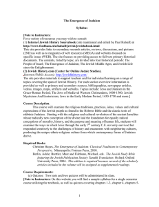 1 The Emergence of Judaism Syllabus [Note to