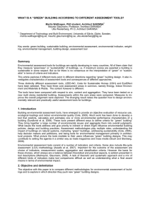 WHAT IS A “GREEN” BUILDING ACCORDING TO DIFFERENT ASSESSMENT TOOLS?