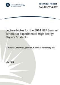 Lecture Notes for the 2014 HEP Summer School for Experimental