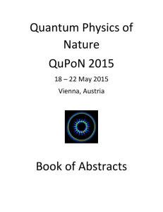 Quantum Physics of Nature QuPoN 2015 Book of Abstracts
