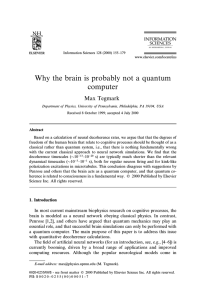 Why the brain is probably not a quantum computer Max Tegmark