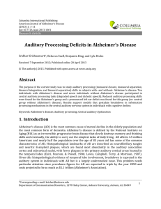 Auditory Processing Deficits in Alzheimer`s Disease