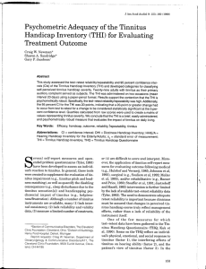 Psychometric Adequacy of the Tinnitus Handicap Inventory (THI) for