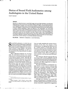 Status of Sound Field Audiometry among Audiologist in the United