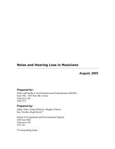Noise and Hearing Loss in Musicians August, 2005 Prepared for: