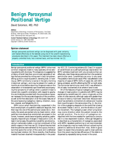 Benign Paroxysmal Positional Vertigo