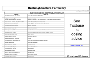 See Toxbase dosing advice - Buckinghamshire Formulary