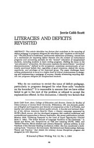 LITERACIES AND DEFICITS REVISITED