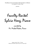 Faculty Recital Sylvia Hong, Piano