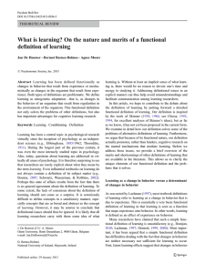 What is learning? On the nature and merits of a... definition of learning THEORETICAL REVIEW
