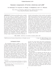 Immune components of bovine colostrum and milk