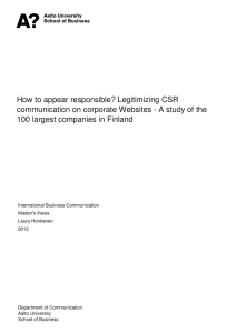 How to appear responsible? Legitimizing CSR 100 largest companies in Finland