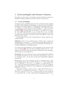 1 Local martingales and Girsanov`s theorem