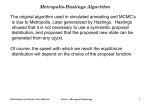 Metropolis-Hastings Algorithm The original algorithm used in