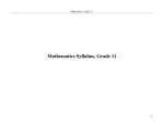 Mathematics Syllabus, Grade 11