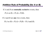 Addition Rule of Probability (for A or B)