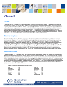 General Information Sheet on Vitamin K
