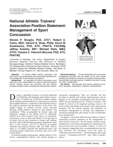 Management of Sport Concussion - National Athletic Trainers