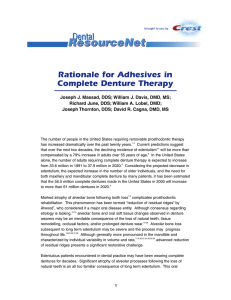 Rationale for Adhesives in Complete Denture Therapy
