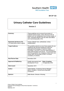 Urinary Catheter Care Guidelines