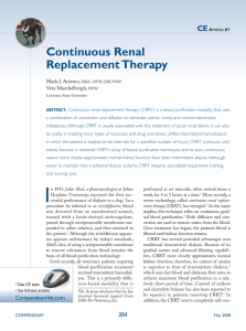 Continuous Renal ReplacementTherapy