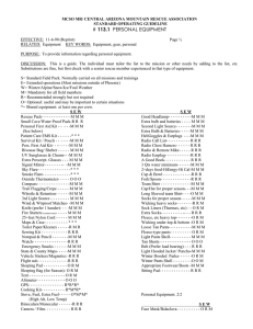 Central Arizona Mountain Rescue Association equipment lists