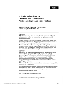 Suicidal Behaviour in Children and Adolescents. Part 1