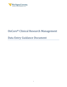 OnCore® Clinical Research Management Data Entry