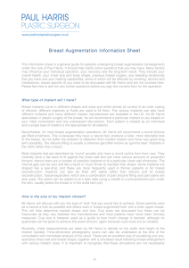 Breast Augmentation Information Sheet
