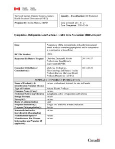 Synephrine, Octopamine and Caffeine Health Risk