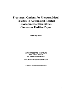 Treatment Options for Mercury/Metal Toxicity in Autism and Related
