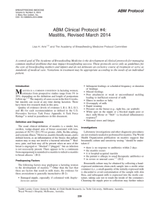 ABM Clinical Protocol #4: Mastitis, Revised March 2014