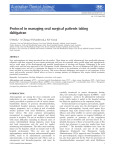 Aust Dent J 2014. Protocol in Managing Oral Surgical Patients