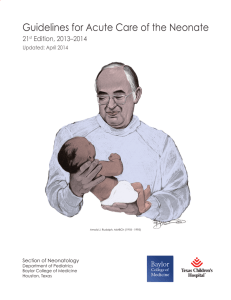 Guidelines for Acute Care of the Neonate