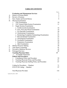 TABLE OF CONTENTS Evaluation and Management Services 2 A