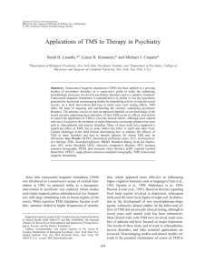 Applications of TMS to Therapy in Psychiatry