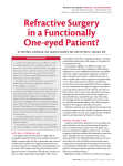 Refractive Surgery in a Functionally One-eyed Patient?