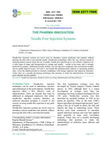 Needle Free Injection Systems - The Pharma Innovation Journal