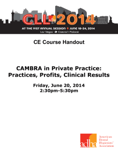 CE Course Handout CAMBRA in Private Practice: Practices, Profits