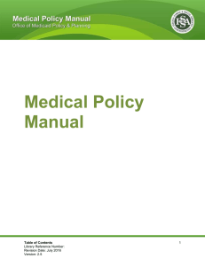 OMPP Medical Policy Manual