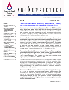 Transfusion of Patients Undergoing Percutaneous Coronary