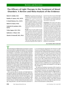 The Efficacy of Light Therapy in the Treatment of Mood Disorders: A