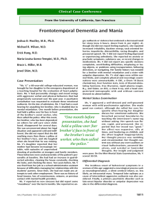 Frontotemporal Dementia and Mania - University of California, San