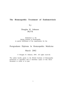 The Homeopathic Treatment of Endometriosis by
